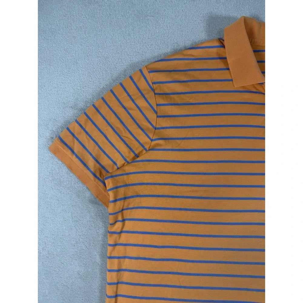 Polo Ralph Lauren Classic Fit Polo Shirt Men's L Orange Blue Stripe Tonal Pony